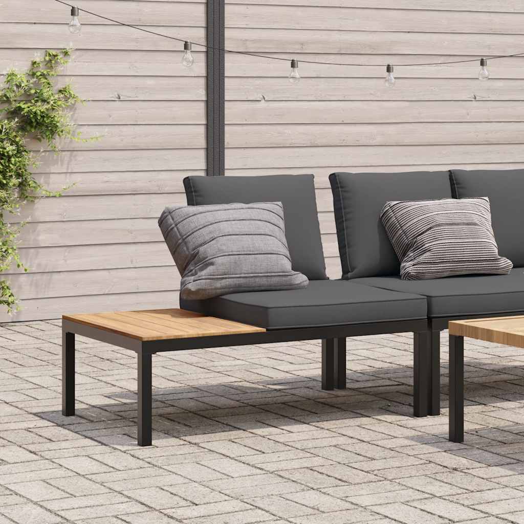 vidaXL Trädgårdsbänk med dynor svart aluminium