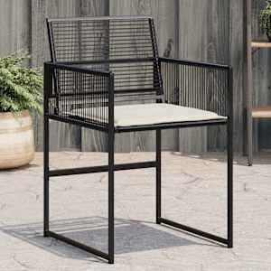 Vrtni stoli z blazinami 4 kosi črn poli ratan