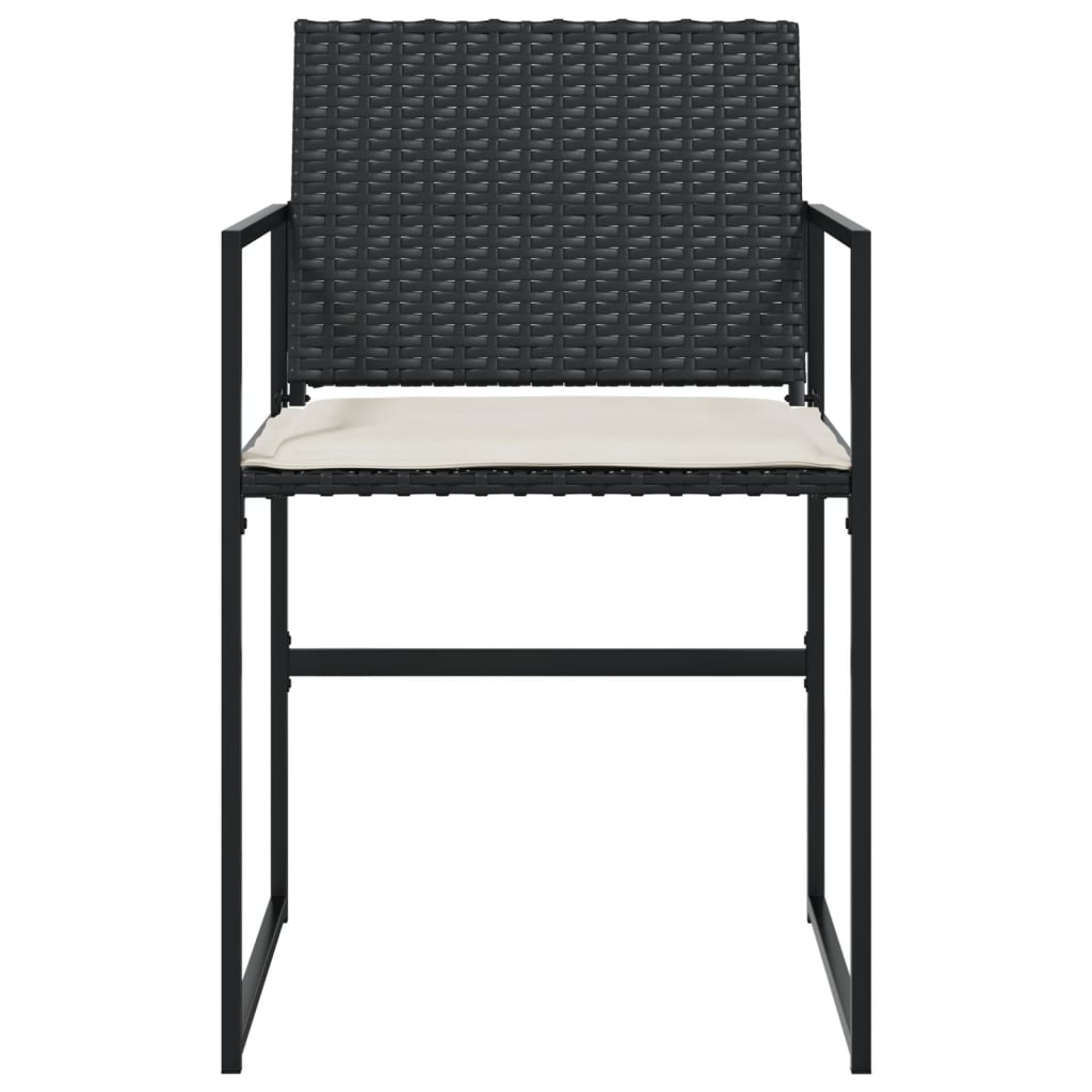 vidaXL Tuinstoelen 4 st met kussens poly rattan zwart, foto 4