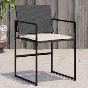 Vrtni stoli z blazinami 4 kosi črn poli ratan