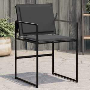 Vrtni stoli z blazinami 4 kosi črno jeklo in tekstilen