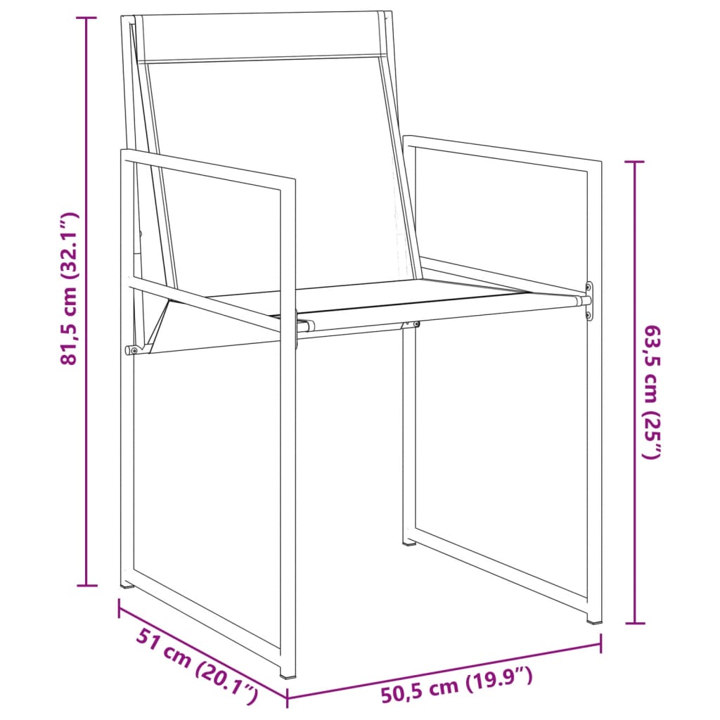 imagem de vidaXL Cadeiras de jardim 4 pcs aço e textilene preto11