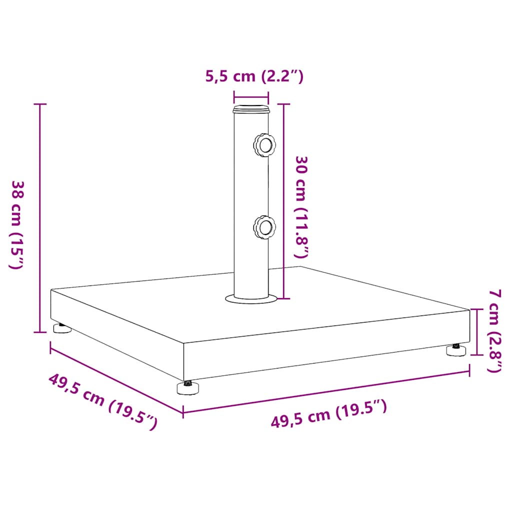 Parasol Base for Ø1.3"/1.5"/1.9" Poles Umbrella Stand Patio Square vidaXL - Picture 13 of 18