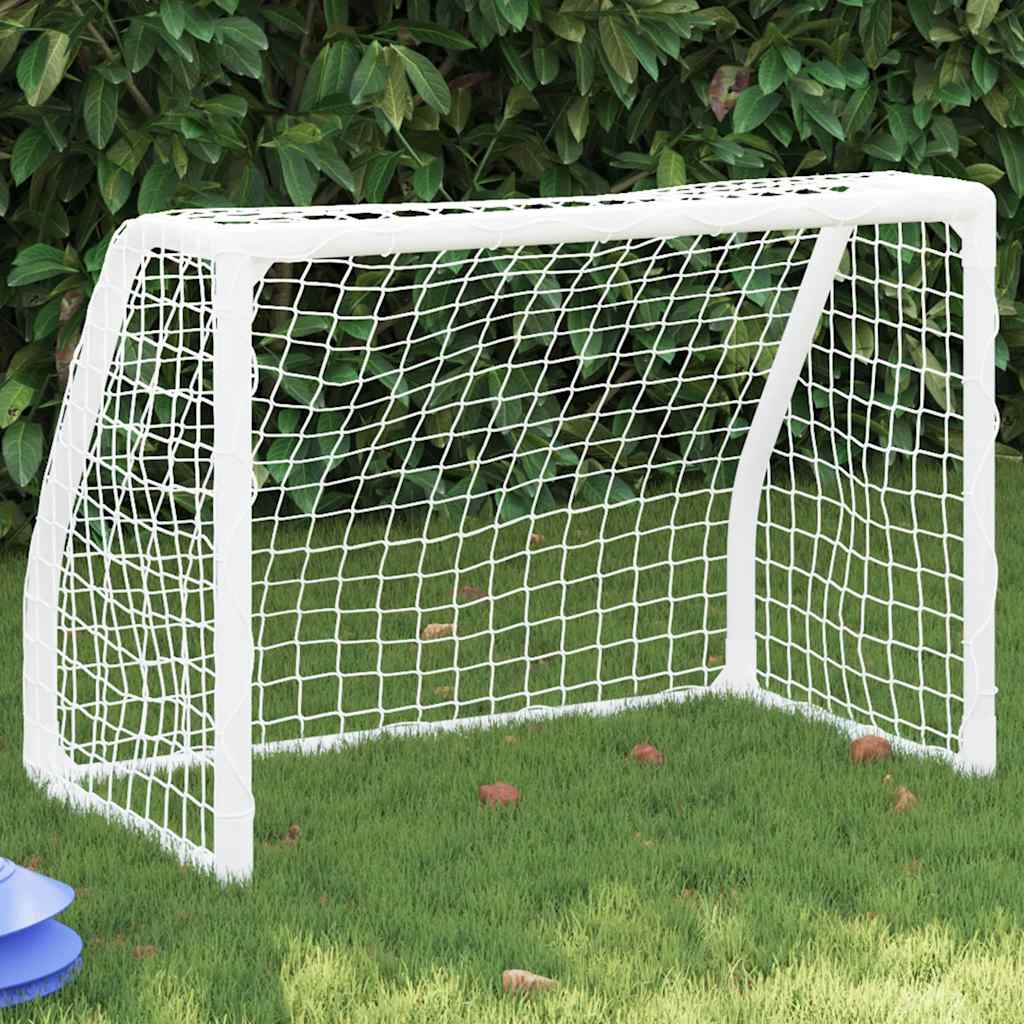 vidaXL Porți de fotbal de copii 2 buc., cu minge alb 64x35x48 cm metal