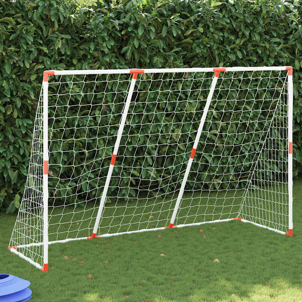 vidaXL Fußballtor für Kinder mit Bällen 2-in-1 Weiß 184x64x124 cm