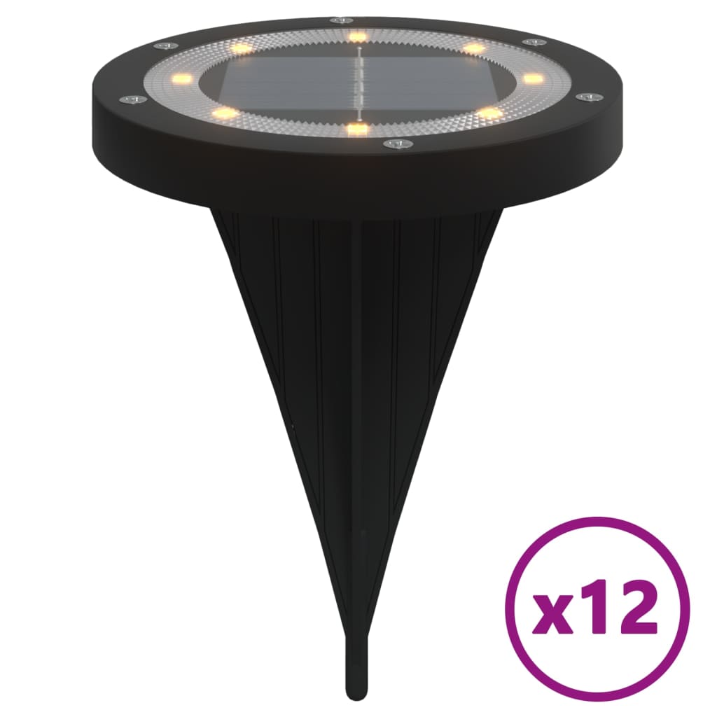 vidaXL Solární zemní světla s hroty venkovní 12 ks teplá bílá