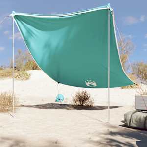Nadstrešek za plažo s sidrišči iz peska zelena 214x236 cm