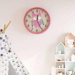 Nástěnné hodiny růžové Ø 25,5 cm polystyren a sklo - obrázek 1