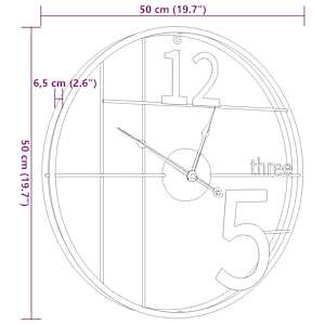 Nástěnné hodiny zlaté Ø 50 cm železo - obrázek 7