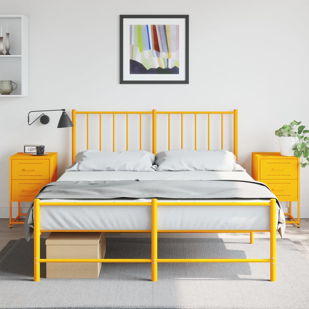 vidaXL Nachtkastjes 2 st 36x39x60,5 cm staal mosterdgeel afbeelding