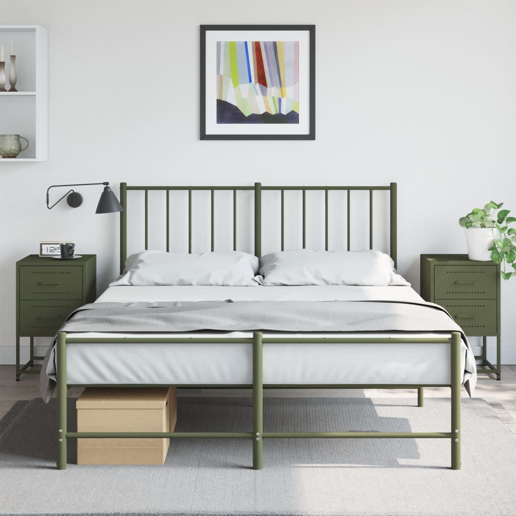 vidaXL Nachtkastjes 2 st 36x39x60,5 cm staal olijfgroen afbeelding