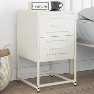 Nočna omarica bela 36x39x60,5 cm jeklo