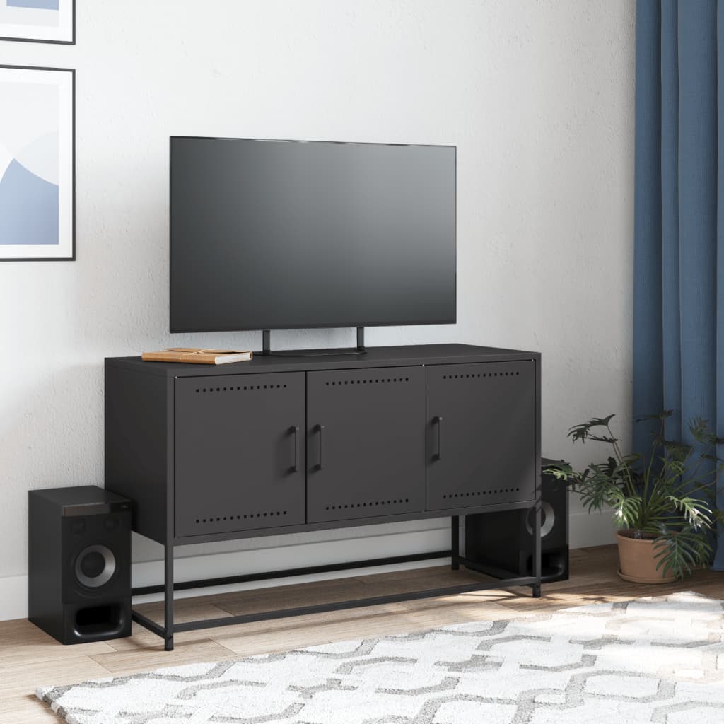 vidaXL Tv-meubel 100,5x39x60,5 cm staal zwart afbeelding