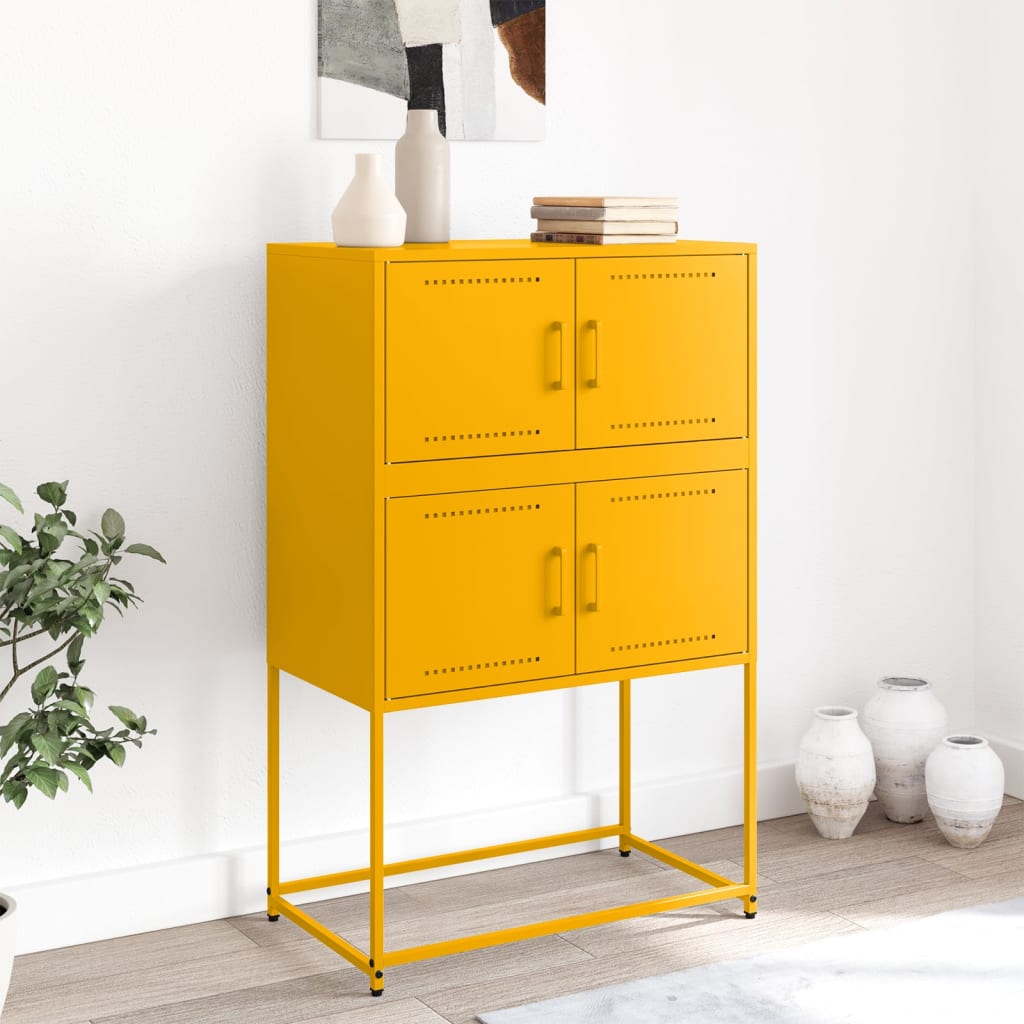 vidaXL Dressoir 68,5x38,5x107 cm staal mosterdgeel afbeelding