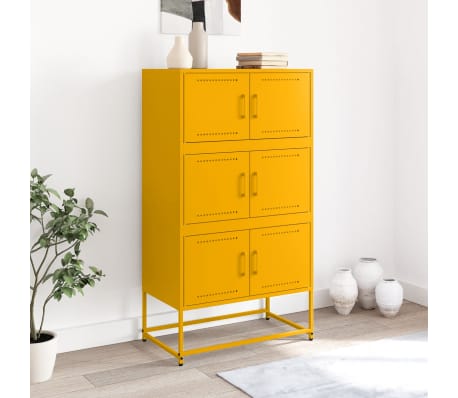 vidaXL Sideboard Mustard Yellow 68.5x38.5x123.5 cm Steel