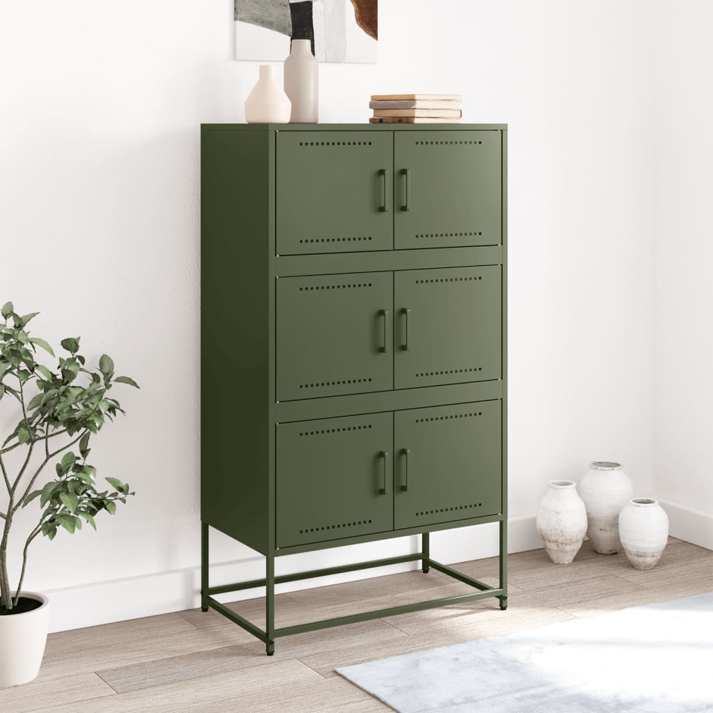 vidaXL Dressoir 68,5x38,5x123,5 cm staal olijfgroen afbeelding
