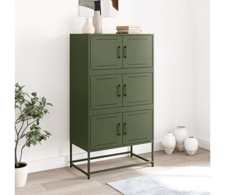 vidaXL kumode, olīvu zaļš, 68,5x38,5x123,5 cm, tērauds