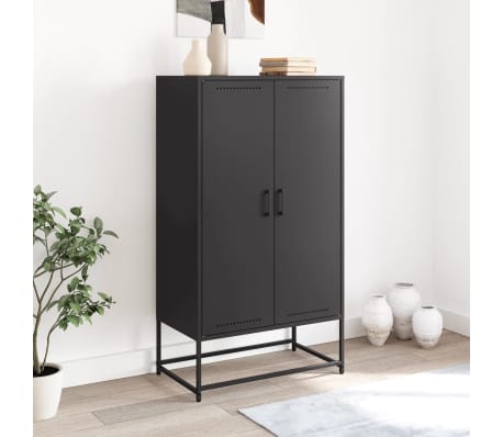 vidaXL Hoge kast 68,5x38,5x123,5 cm staal zwart