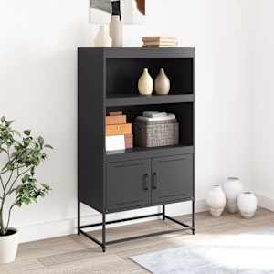 Skříň highboard černá 68,5 x 38,5 x 123,5 cm ocel - obrázek 3