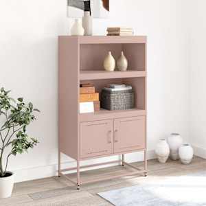 Skříň highboard růžová 68,5 x 38,5 x 123,5 cm ocel - obrázek 3