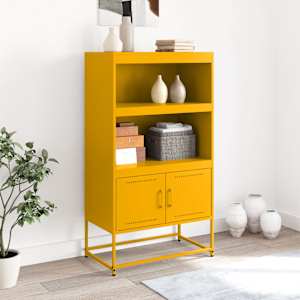 Skříň highboard hořčicově žlutá 68,5 x 38,5 x 123,5 cm ocel - obrázek 3
