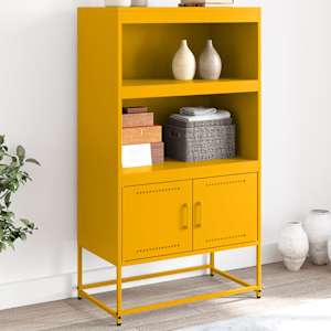 Skříň highboard hořčicově žlutá 68,5 x 38,5 x 123,5 cm ocel - obrázek 1