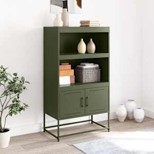 Skříň highboard olivově zelená 68,5 x 38,5 x 123,5 cm ocel - obrázek 3