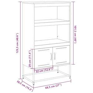 Skříň highboard olivově zelená 68,5 x 38,5 x 123,5 cm ocel - obrázek 12