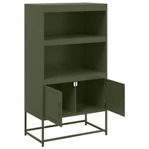 Skříň highboard olivově zelená 68,5 x 38,5 x 123,5 cm ocel - obrázek 9