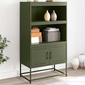 Skříň highboard olivově zelená 68,5 x 38,5 x 123,5 cm ocel - obrázek 1