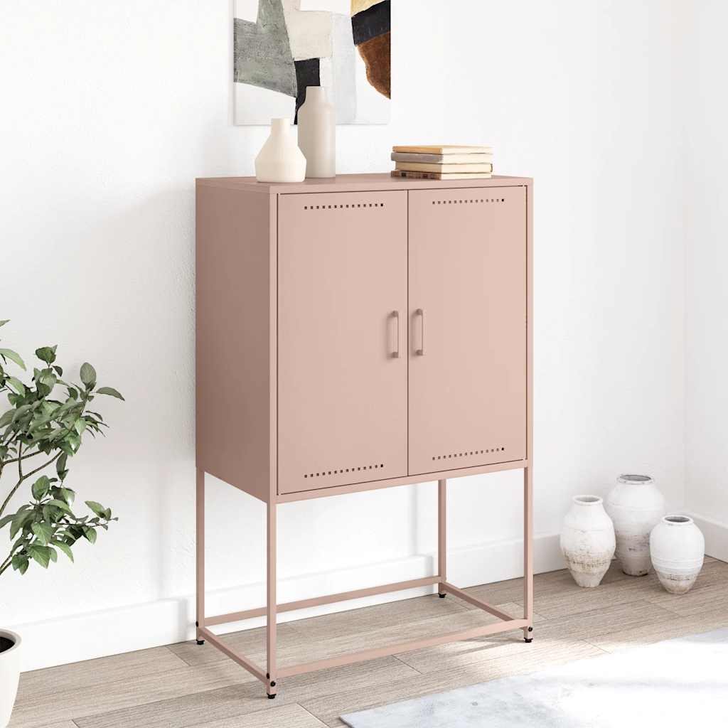 vidaXL Hoge kast 68,5x38,5x107 cm staal roze afbeelding