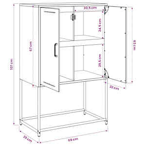 Skříň highboard růžová 68,5 x 38,5 x 107 cm ocel - obrázek 12