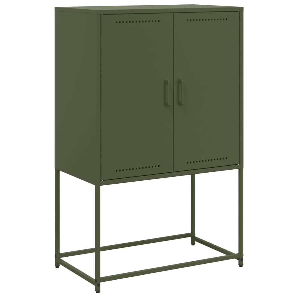 vidaXL Skříň highboard olivově zelená 68,5 x 38,5 x 107 cm ocel