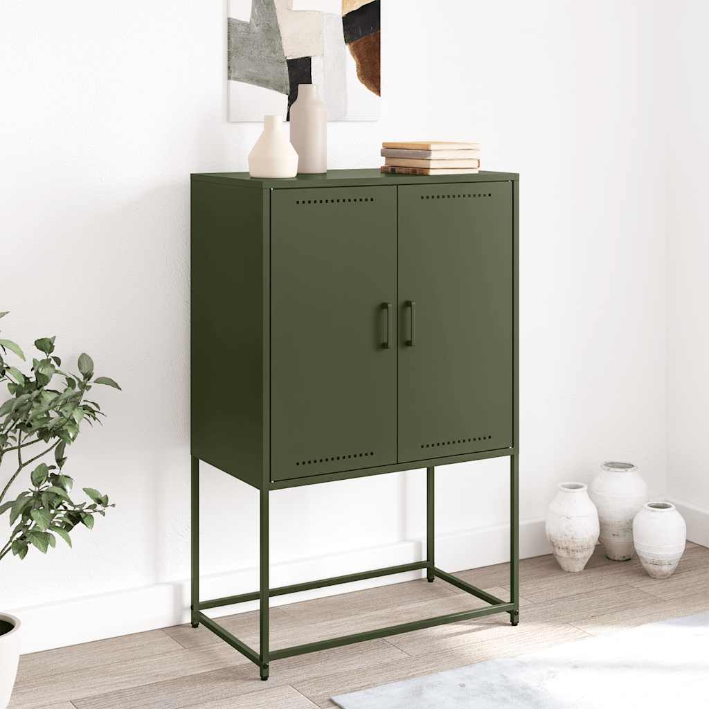 vidaXL - Hoge - kast - 68,5x38,5x107 - cm - staal - olijfgroen