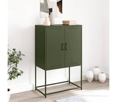 vidaXL Buffet haut vert olive 68,5x38,5x107 cm acier