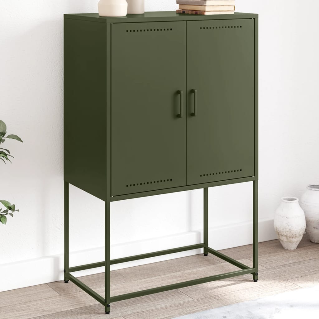 vidaXL Highboard Olivgrün 68,5x38,5x107 cm Stahl