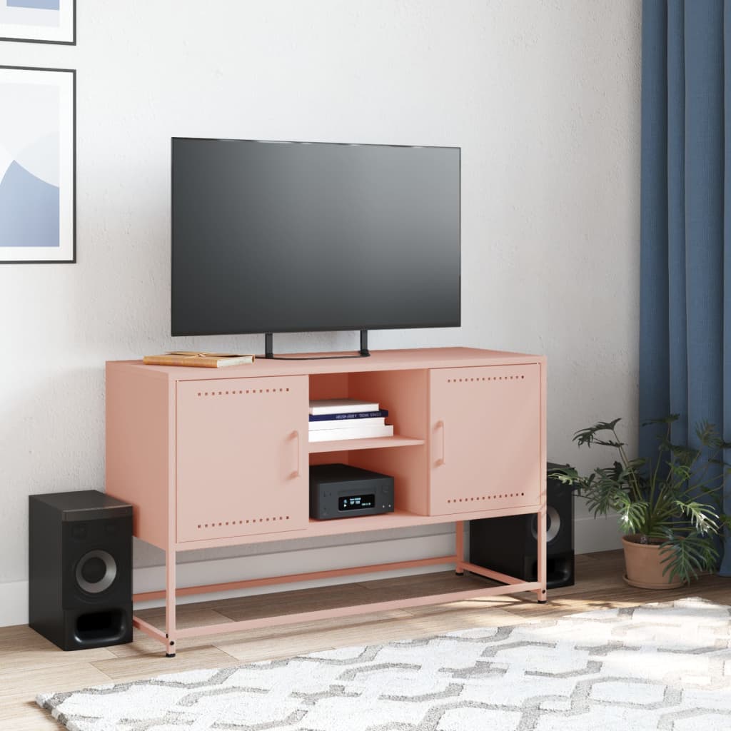 vidaXL Tv-meubel 100,5x39x60,5 cm staal roze afbeelding