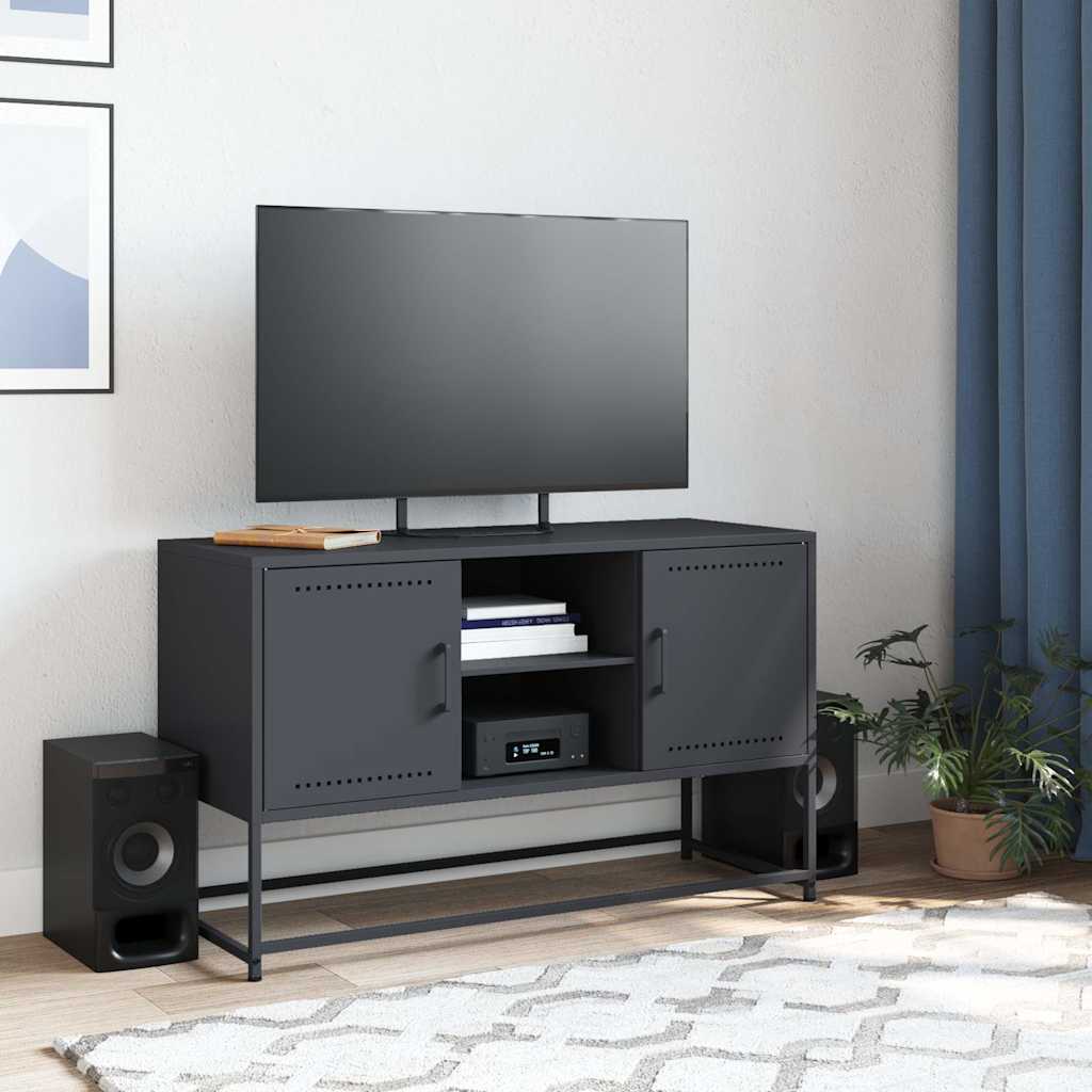 vidaXL Tv-meubel 100,5x39x60,5 cm staal antracietkleurig afbeelding