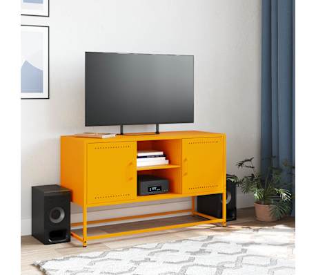 vidaXL Meuble TV jaune moutarde 100,5x39x60,5 cm acier