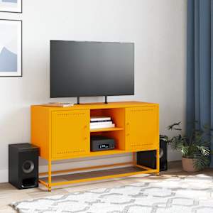 TV skříňka hořčicově žlutá 100,5 x 39 x 60,5 cm ocel - obrázek 3