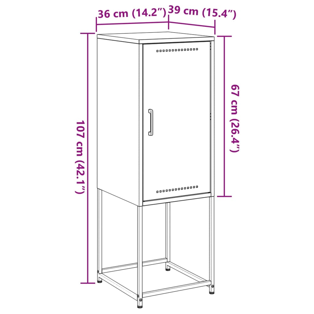 Visoka omara olivno zelena 36x39x107 cm jeklo - slika 13
