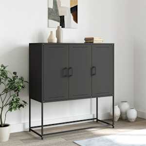 Skříň highboard černá 100,5 x 39 x 107 cm ocel - obrázek 3