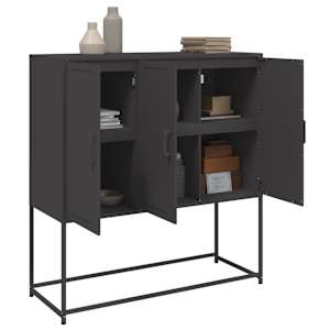 Skříň highboard černá 100,5 x 39 x 107 cm ocel - obrázek 4
