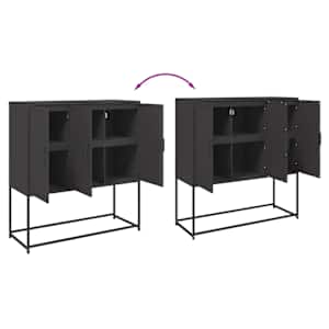 Skříň highboard černá 100,5 x 39 x 107 cm ocel - obrázek 9