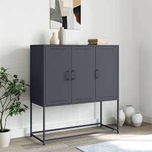 Skříň highboard antracitová 100,5 x 39 x 107 cm ocel - obrázek 3