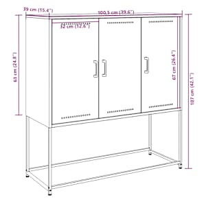 Skříň highboard antracitová 100,5 x 39 x 107 cm ocel - obrázek 14
