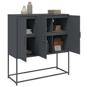 Skříň highboard antracitová 100,5 x 39 x 107 cm ocel - obrázek 4