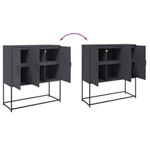 Skříň highboard antracitová 100,5 x 39 x 107 cm ocel - obrázek 9