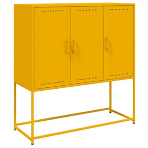 Skříň highboard hořčicově žlutá 100,5 x 39 x 107 cm ocel - obrázek 2