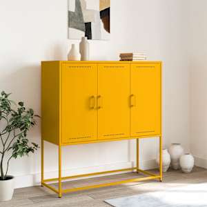 Skříň highboard hořčicově žlutá 100,5 x 39 x 107 cm ocel - obrázek 3